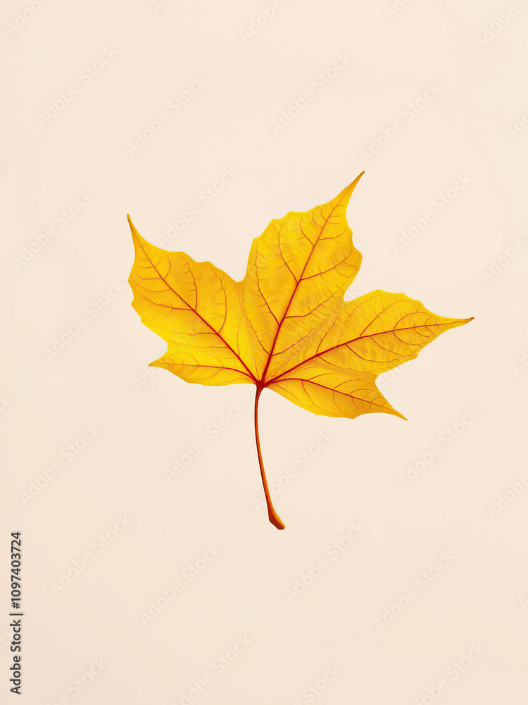 Individual yellow maple leaf in autumn setting, botanic, foliage, autumnal colors, botany, bright Individual yellow maple leaf in autumn setting, botanic, foliage, autumnal colors, botany, bright