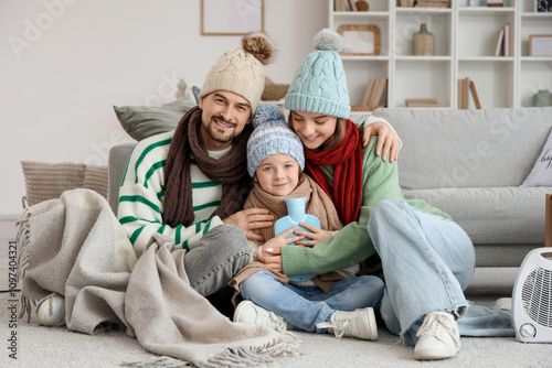 Frozen family with hot wate...