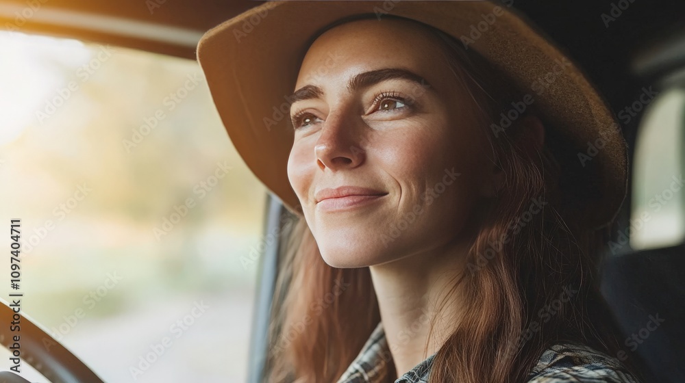 Woman smiling in a natural light environment while leaning against a wooden wall symbolizing the simplicity and charm of rural living combined with modernity Woman smiling in a natural light environment while leaning against a wooden wall symbolizing the simplicity and charm of rural living combined with modernity