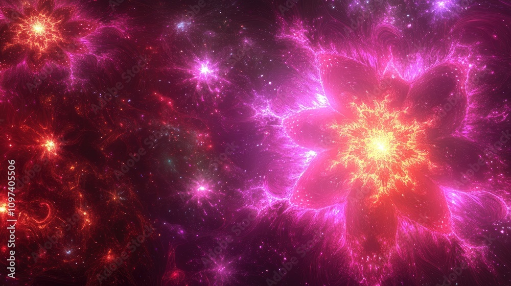 Fototapeta premium Abstract Cosmic Nebula with Glowing Flower-Like Formation