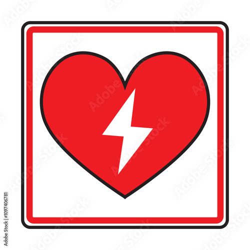 AED icon. Heart electricity icon. CPR AED icon. Aid emergency