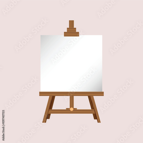 wooden easel with blank canvas 