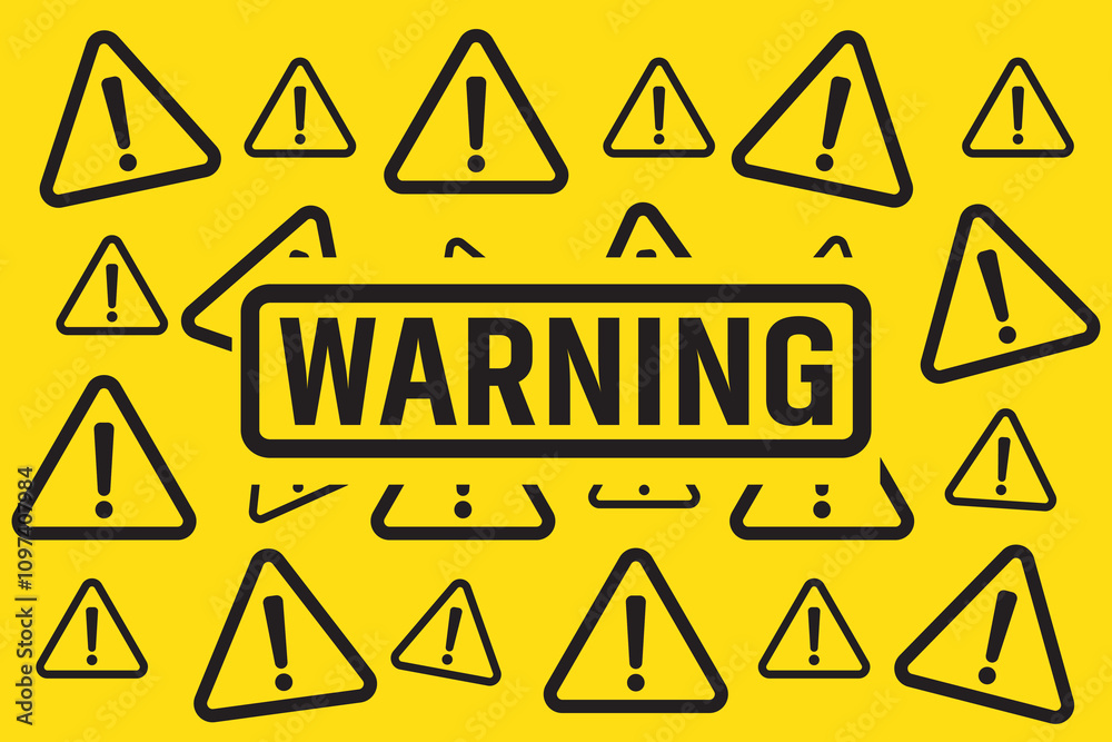Obraz premium Background with repetitive pattern of danger warning sign in red & yellow for prints, website decoration and graphic resources.