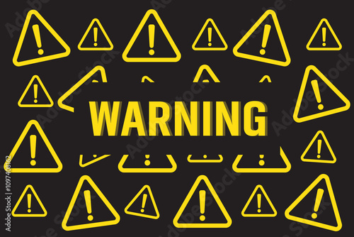 Background with repetitive pattern of danger warning sign in red & yellow for prints, website decoration and graphic resources.