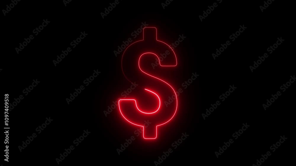 Neon, Glowing, Colorful dollar icon animation. dollar icon finance concept.4k video footage. Neon, Glowing, Colorful dollar icon animation. dollar icon finance concept.4k video footage.