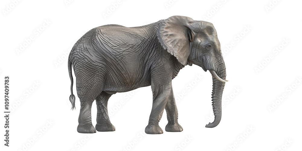 Obraz premium Elephant illustration transparent background digital art wildlife side view nature concept