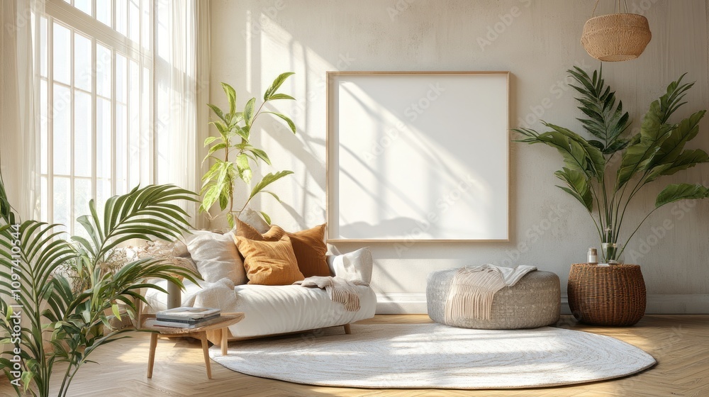 Modern Living Room Decor Featuring Neutral Tones and Plants Modern Living Room Decor Featuring Neutral Tones and Plants