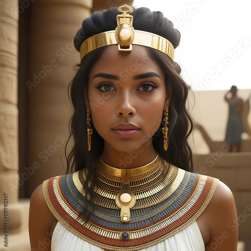 Persian princess with crown and gold ornaments
