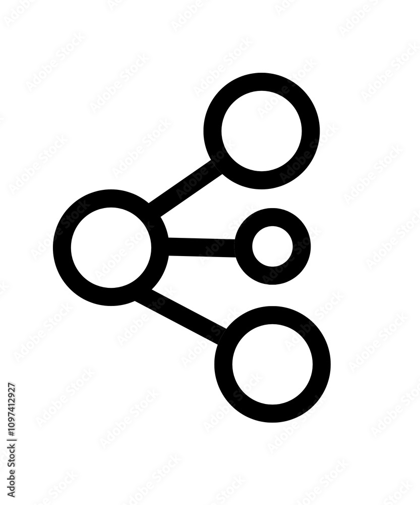 Black line Network icon illustration on white background Black line Network icon illustration on white background