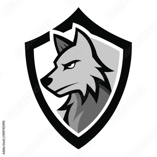 A bold wolf mascot inside a sleek shield, symbolizing strength, protection, and loyalty. Perfect for a team or brand, this logo blends fierce energy with timeless design.