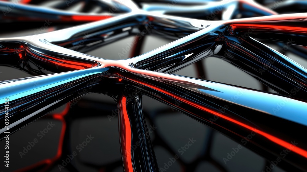 Abstract Red Blue Chrome Network Structure Design Abstract Red Blue Chrome Network Structure Design