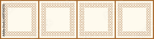 Set of kolam geometric seamless editable pattern. Design for print, decor frame, package, banner, cards, header.