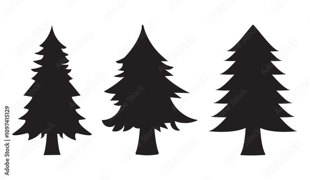 Obraz premium Christmas or Pine tree silhouette set collection vector illustration