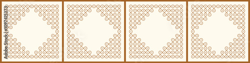 Set of kolam geometric seamless editable pattern. Design for print, decor frame, package, banner, cards, header.