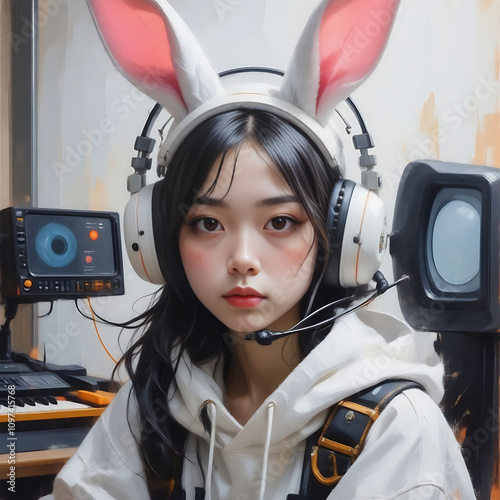 child listening to music