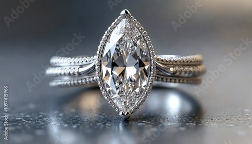 Platinum Marquise Diamond Ring Close-Up photo