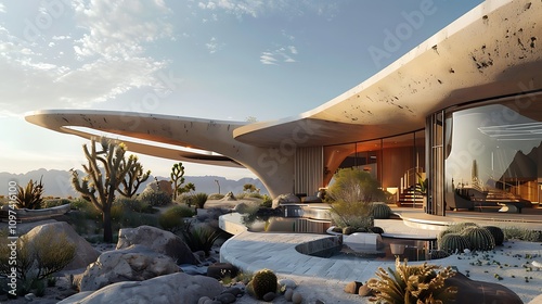 Wallpaper Mural Robust architectural innovation desert landscapes integrating sustainable materials and advanced design Torontodigital.ca