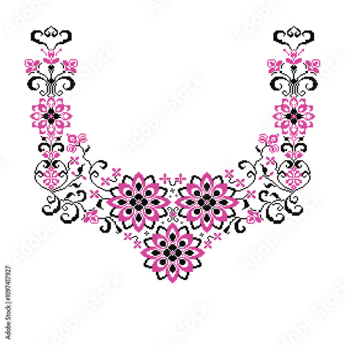 Pixel style fabric pattern shirt collar or collar
