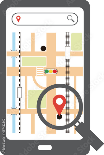 スマホで地図アプリにチェックマークが表示された画面のイメージイラスト