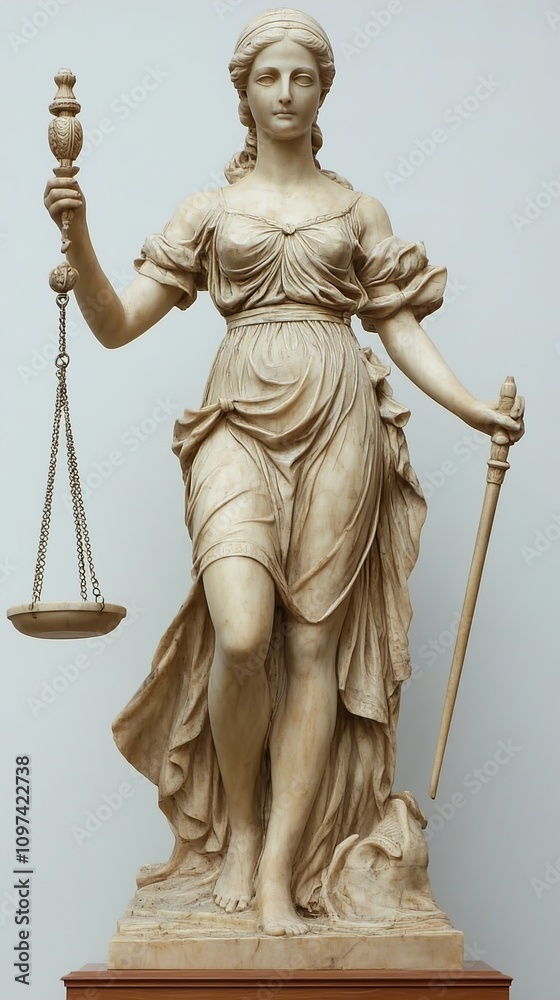 Ancient Marble Statue of a Goddess of Justice: A Masterpiece of Classical Sculpture Ancient Marble Statue of a Goddess of Justice: A Masterpiece of Classical Sculpture
