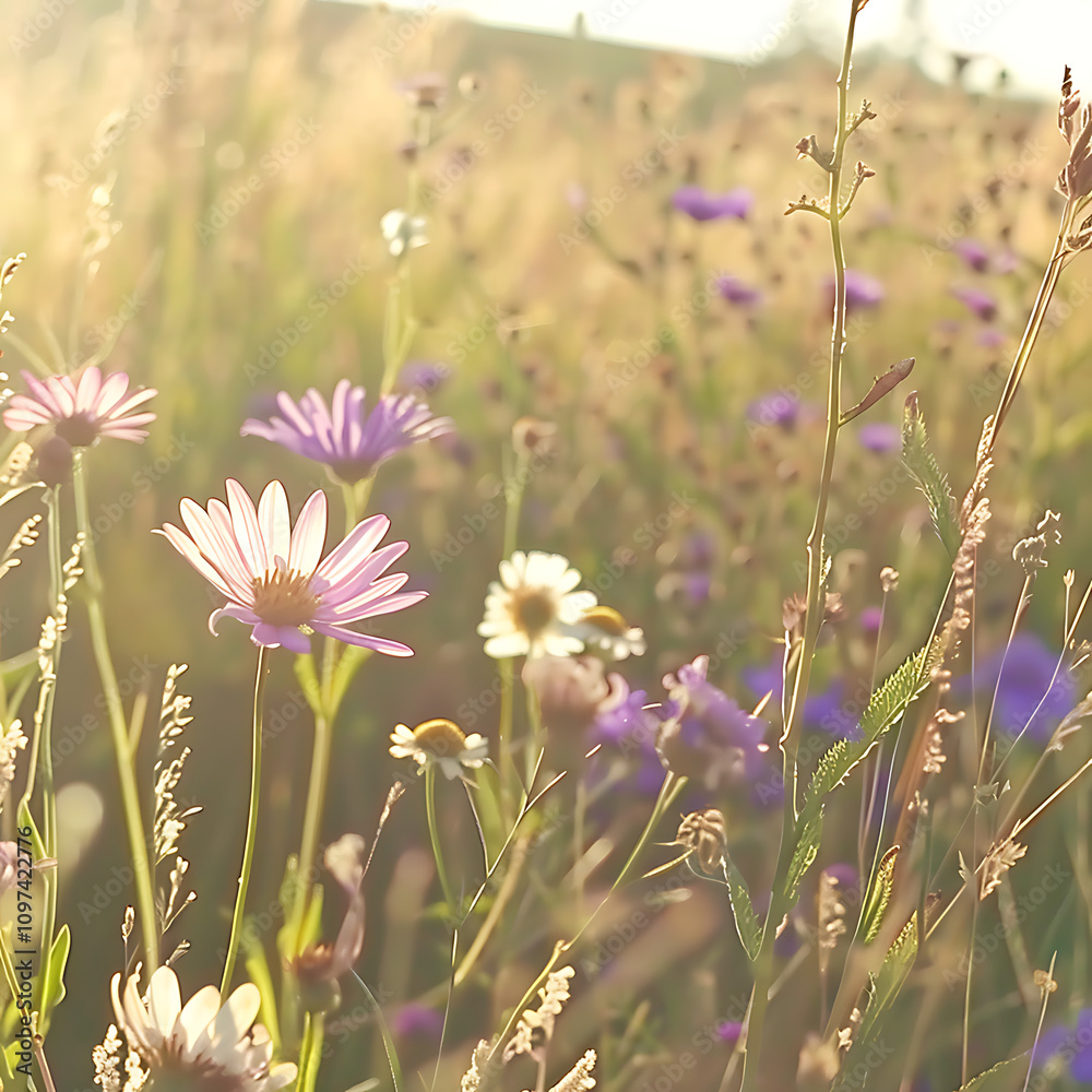 Serene Field of Wildflowers in Soft Morning Light with Vibrant Colorful Blossoms and Gentle Breeze Capturing the Essence of Nature's Beauty and Tranquility Serene Field of Wildflowers in Soft Morning Light with Vibrant Colorful Blossoms and Gentle Breeze Capturing the Essence of Nature's Beauty and Tranquility