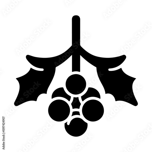 Christmas mistletoe black silhouette vector icon design