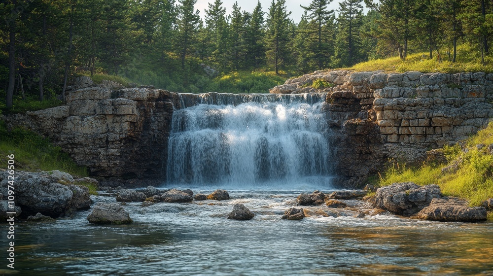 Obraz premium beautiful waterfall in the background