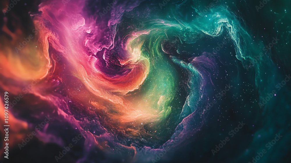 A vibrant cosmic swirl of colors resembling a nebula in space. A vibrant cosmic swirl of colors resembling a nebula in space.