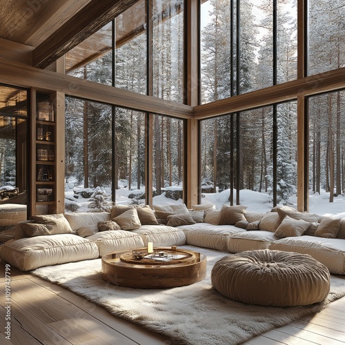 Cozy Cabin Living Room With...