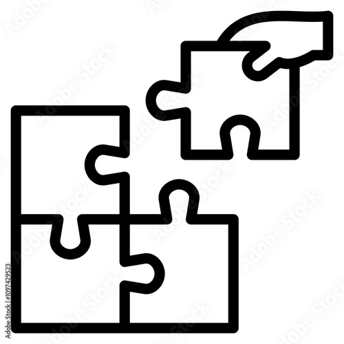 Puzzle icon outline vector