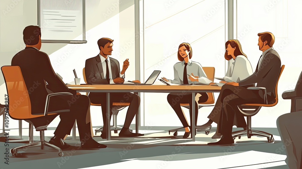 Business Professionals in a Meeting Around a Table Business Professionals in a Meeting Around a Table