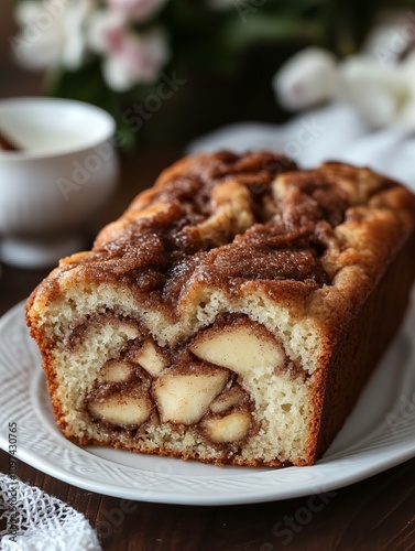 Moist fluffy sweet apple cake or muffin, rustic style