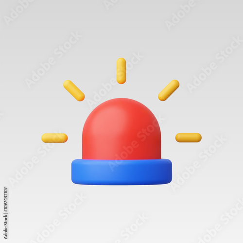 3d Realistic Flashing red siren Icon vector illustration