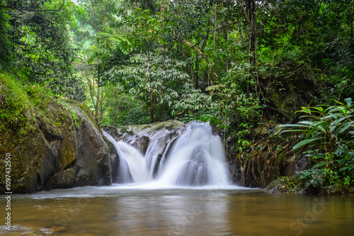 Mae wong waterfall in jungle at Doi Saket chiangmai Northern Thailand,South East Asia photo