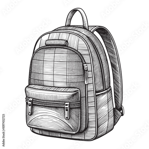 casual backpack sketch hand drawn drawing vector illustration