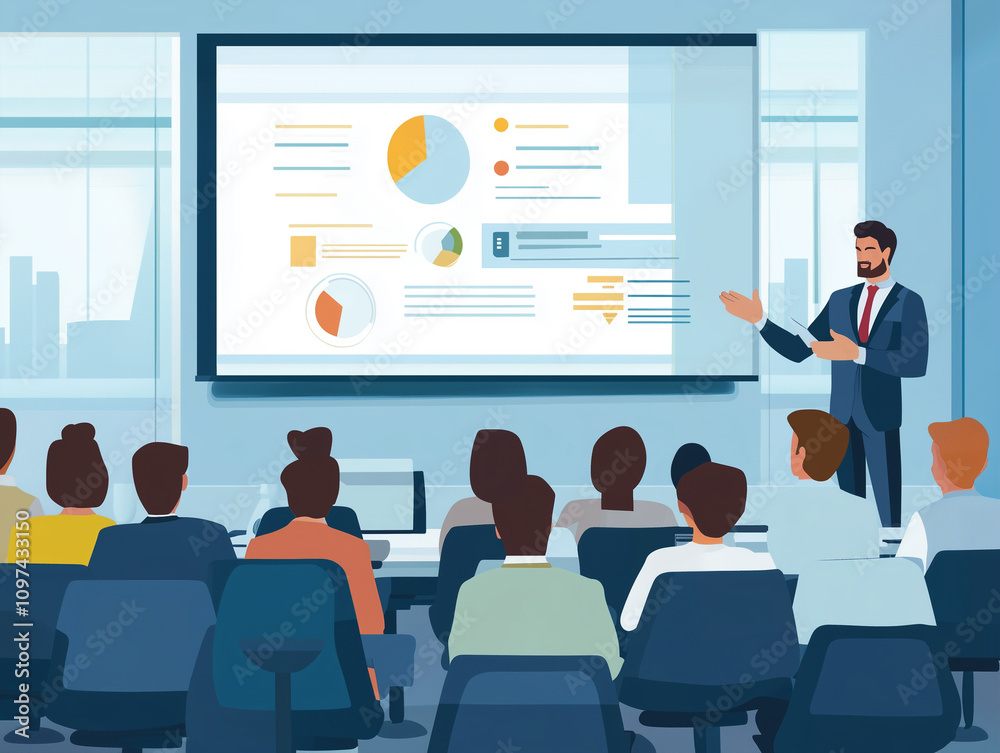 Business professional giving a presentation to a group Business professional giving a presentation to a group
