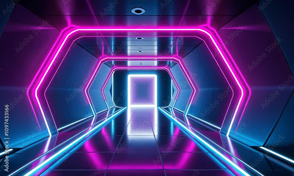 Neon Tunnel: Futuristic Cyberpunk Corridor Neon Tunnel: Futuristic Cyberpunk Corridor