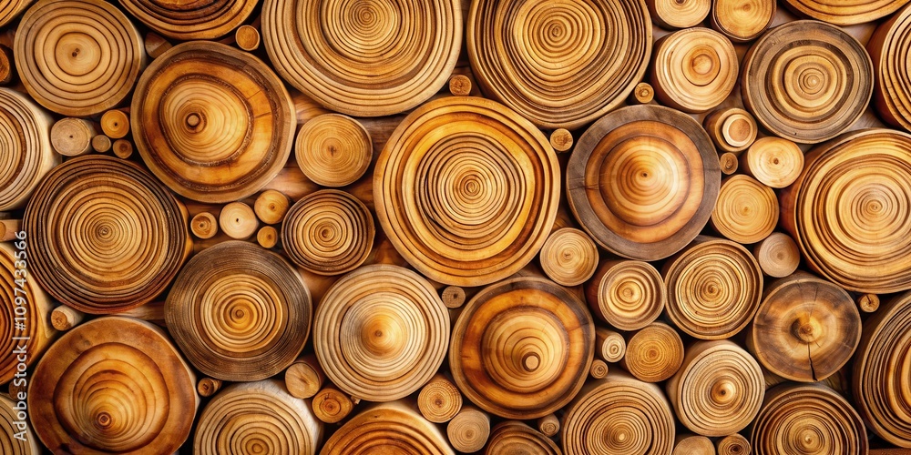 Intricate Wooden Circles A Natural Texture Background of Circular Wood Grain Patterns