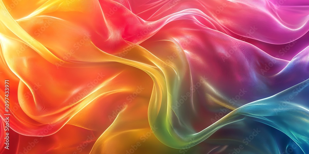 Obraz premium A vibrant, flowing abstract design with colorful, silky textures.