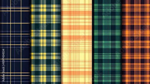 Seamless Plaid Pattern with Various Colors and Designs photo