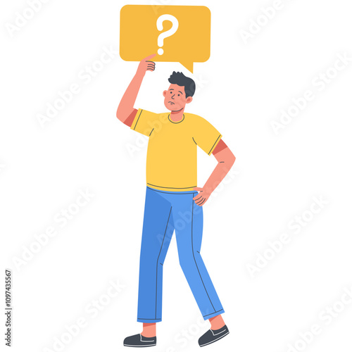 People Asking Question. People Confused. Isolated Vector Character Illustration.