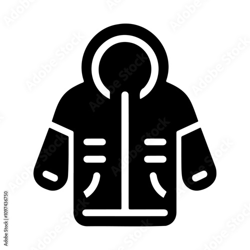 Black silhouette winter jacket vector icon design