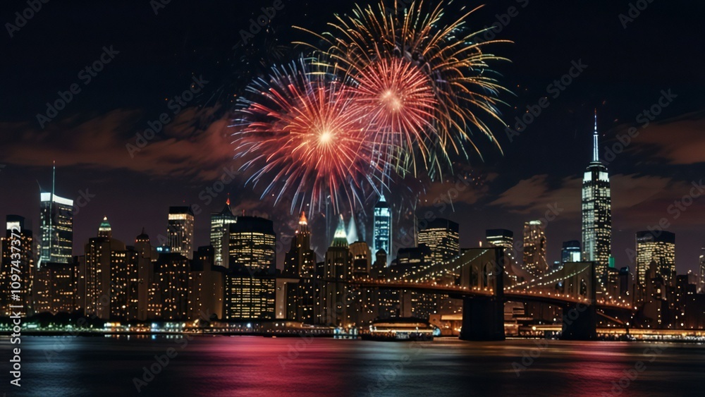 Obraz premium fireworks over the city