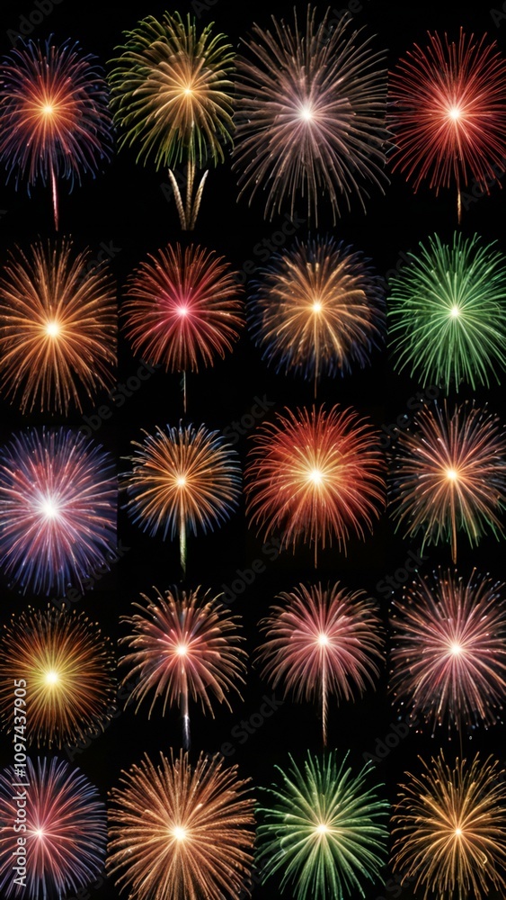 Naklejka premium fireworks on the night sky