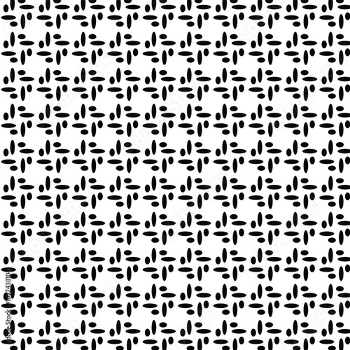 Black and white vector seamless pattern with small diamonds , star shapes ,rhombuses .Abstract black and white geometric texture .Simple minimal wide repeat background .