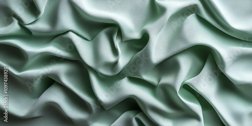 A close-up of crumpled mint-colored satin fabric showcasing its smooth texture and sheen.