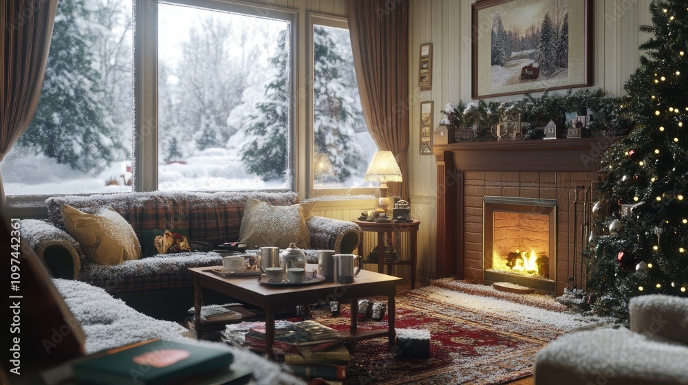 Cozy Winter Living Room Christmas Fireplace Snow Cozy Winter Living Room Christmas Fireplace Snow