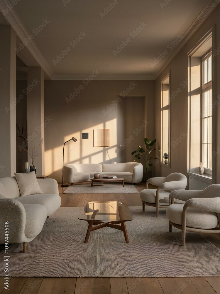 Fototapeta premium modern living room with fireplace