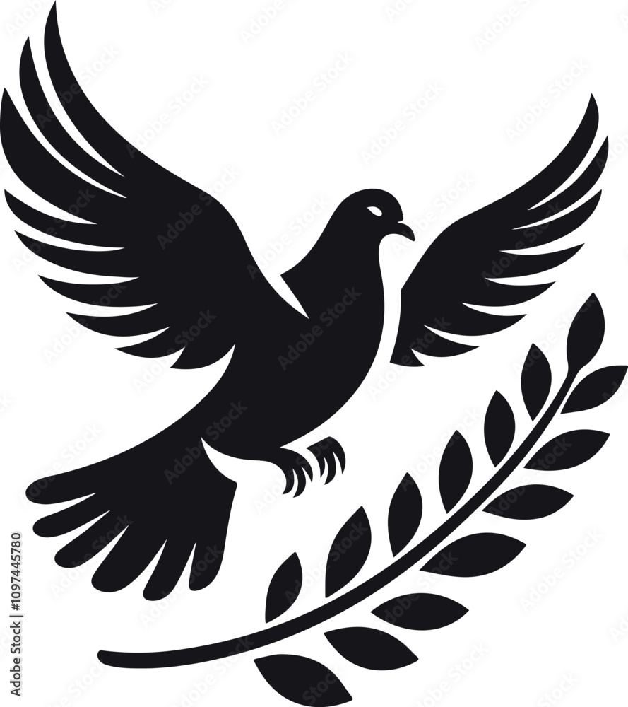 Obraz premium Dove Bird icon Silhouette vector white background