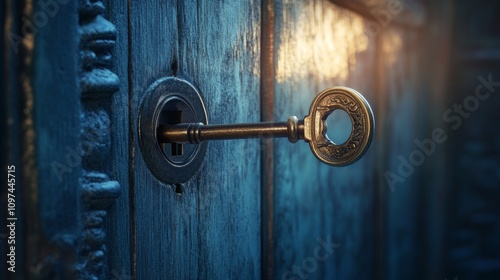 A key unlocking a door, symbolizing access granted by certification, opportunity, success, achievement